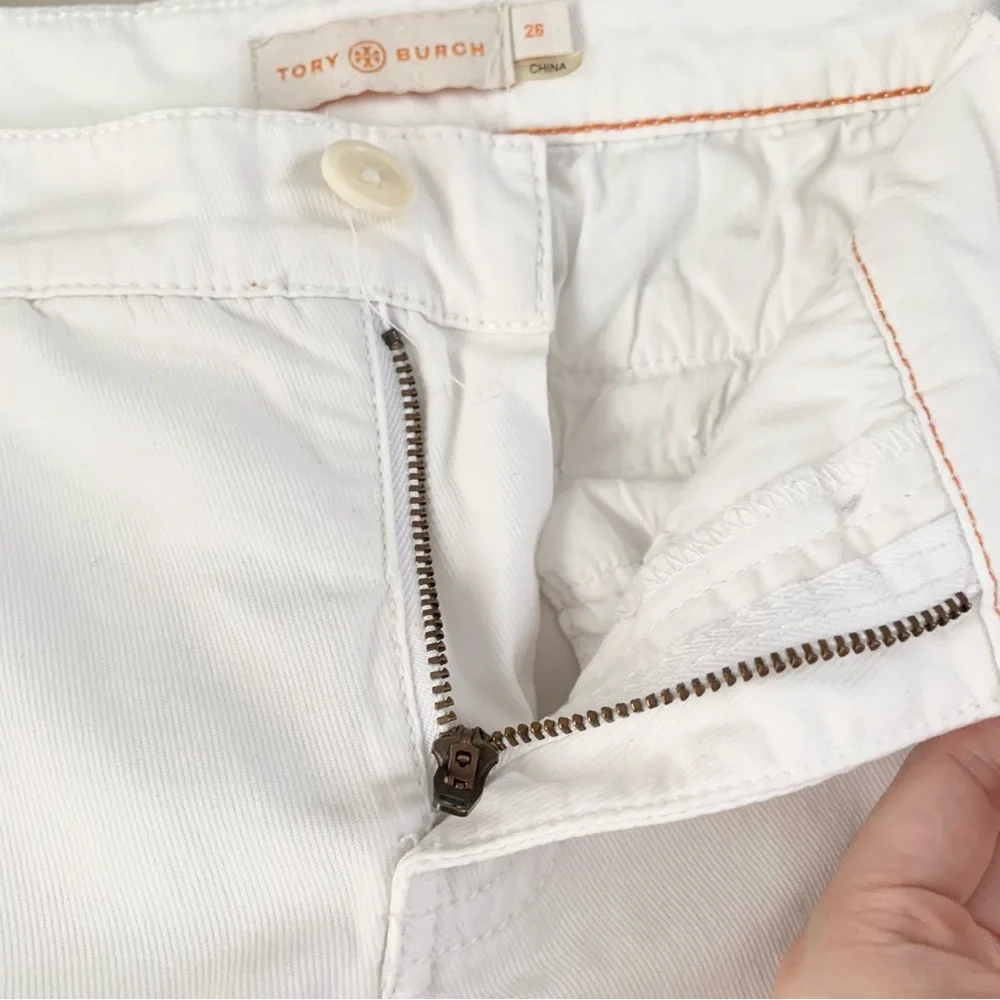 Tory Burch white cotton long shorts